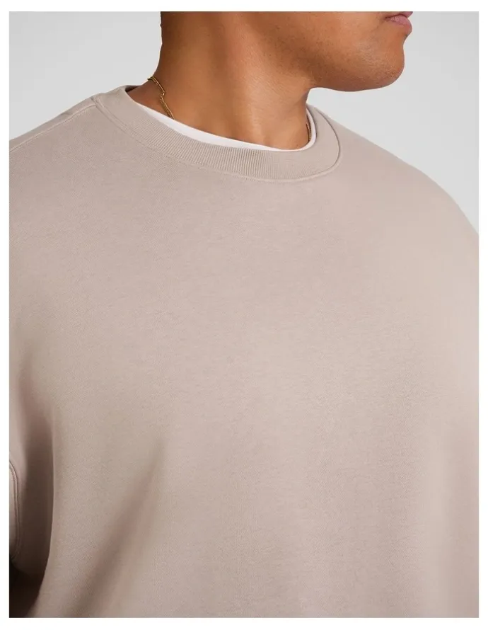 Johnny Bigg Relaxed Fit Crew Sweater in Stone