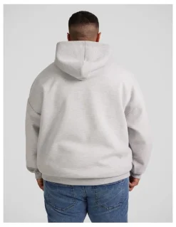 Johnny Bigg Relaxed Fit Tech Fleece Hoodie in Grey Marle