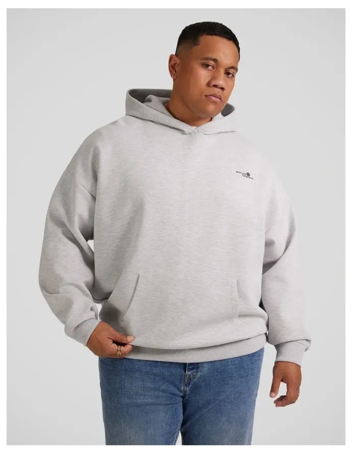 Johnny Bigg Relaxed Fit Tech Fleece Hoodie in Grey Marle
