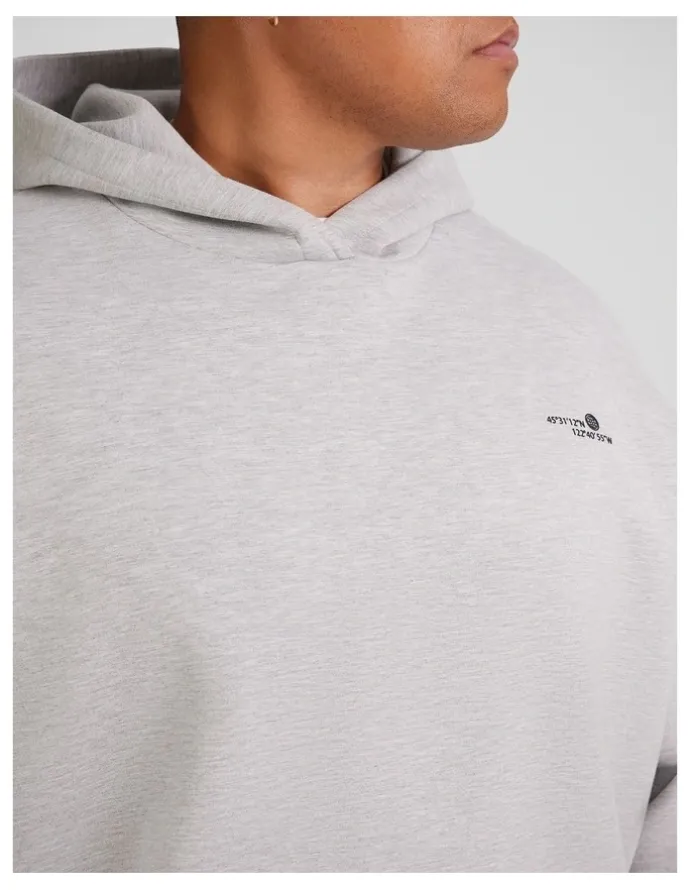 Johnny Bigg Relaxed Fit Tech Fleece Hoodie in Grey Marle