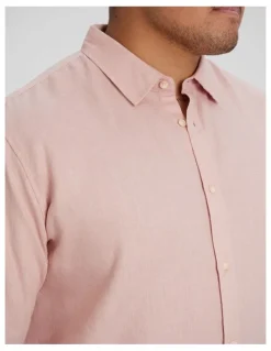 Johnny Bigg Resort Relaxed Fit Linen Shirt in Blush
