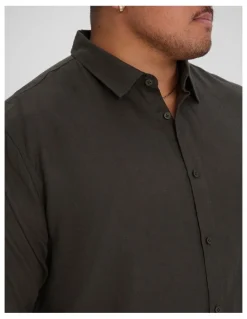 Johnny Bigg Resort Relaxed Fit Linen Shirt in Army