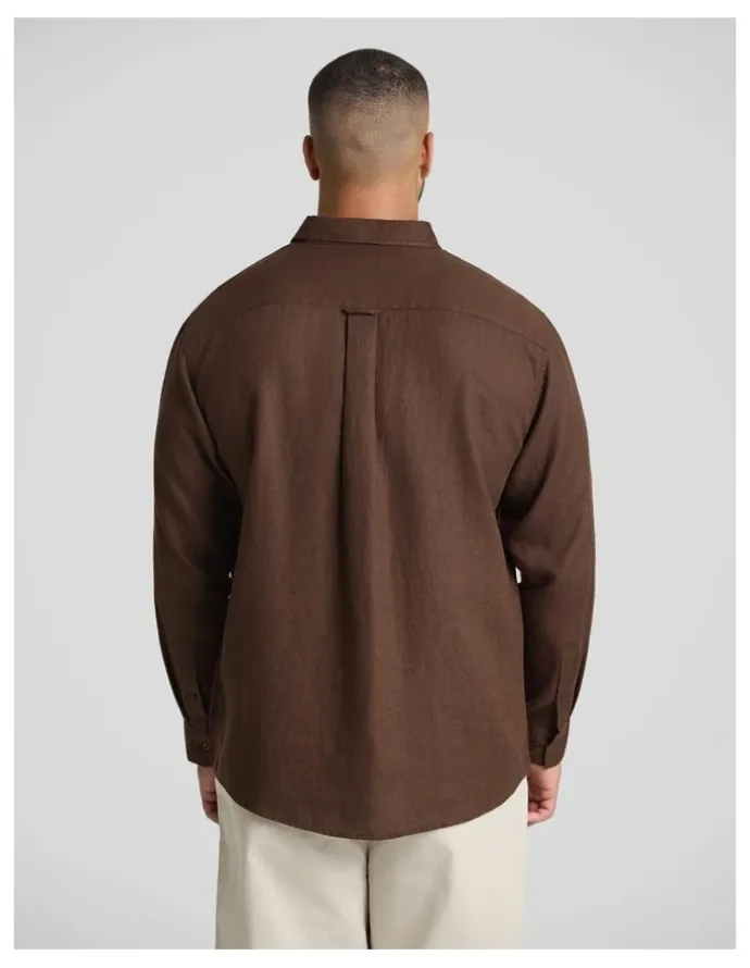 Johnny Bigg Resort Relaxed Fit Linen Shirt in Brown