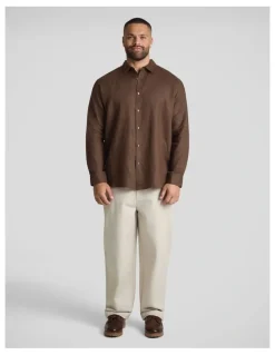 Johnny Bigg Resort Relaxed Fit Linen Shirt in Brown