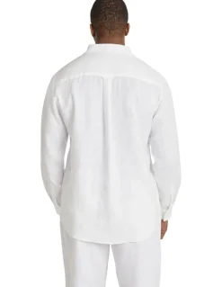 Johnny Bigg Resort Relaxed Fit Linen Shirt in White