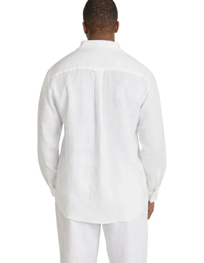 Johnny Bigg Resort Relaxed Fit Linen Shirt in White