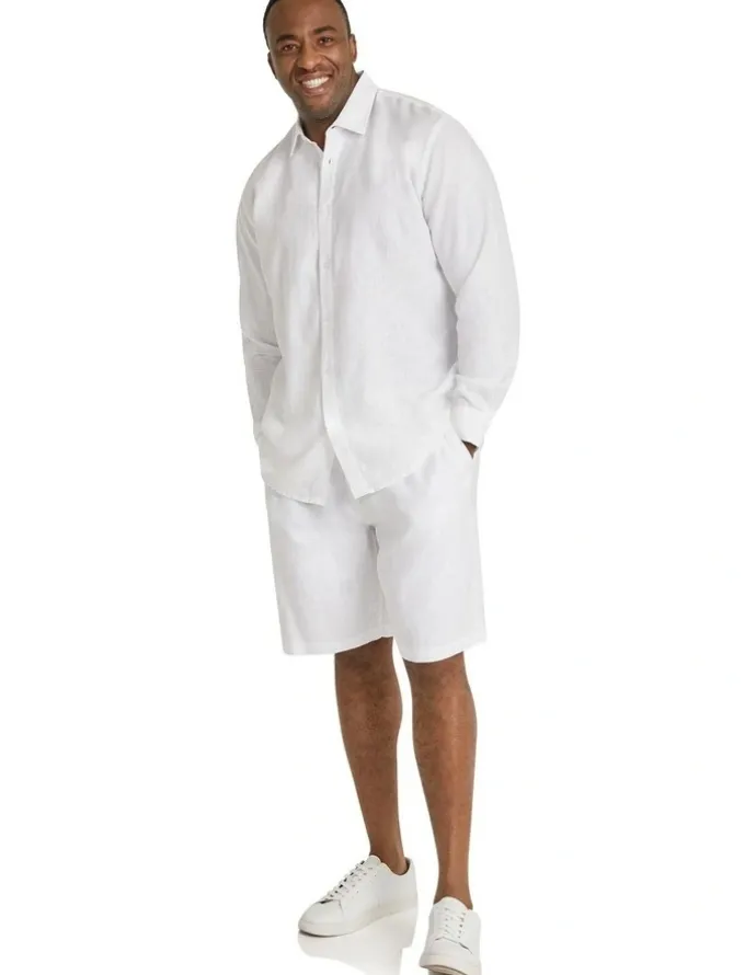 Johnny Bigg Resort Relaxed Fit Linen Shirt in White