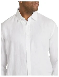 Johnny Bigg Resort Relaxed Fit Linen Shirt in White