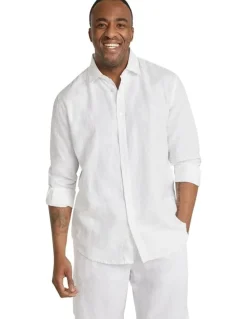 Johnny Bigg Resort Relaxed Fit Linen Shirt in White
