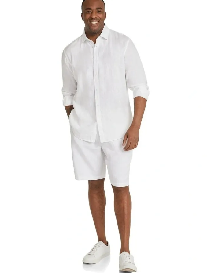 Johnny Bigg Resort Relaxed Fit Linen Shirt in White