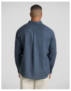 Johnny Bigg Resort Relaxed Fit Linen Shirt in Petrol