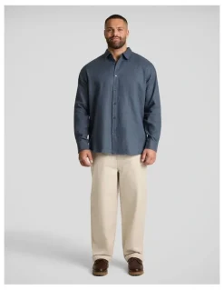 Johnny Bigg Resort Relaxed Fit Linen Shirt in Petrol