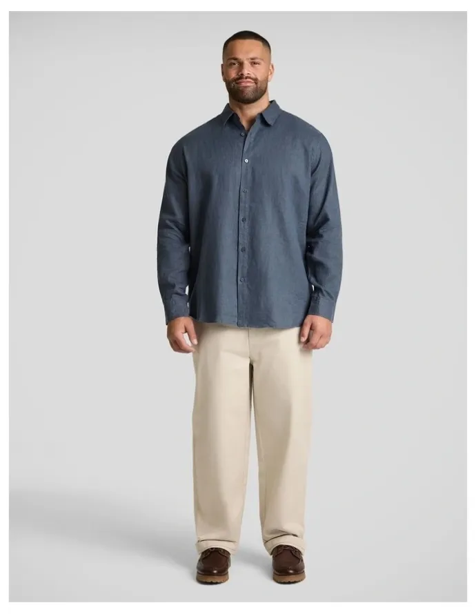 Johnny Bigg Resort Relaxed Fit Linen Shirt in Petrol