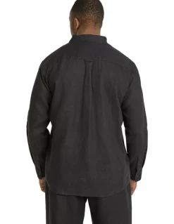 Johnny Bigg Resort Relaxed Fit Linen Shirt in Black