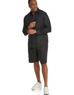 Johnny Bigg Resort Relaxed Fit Linen Shirt in Black