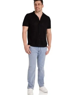 Johnny Bigg Rombus Knit Shirt in Black