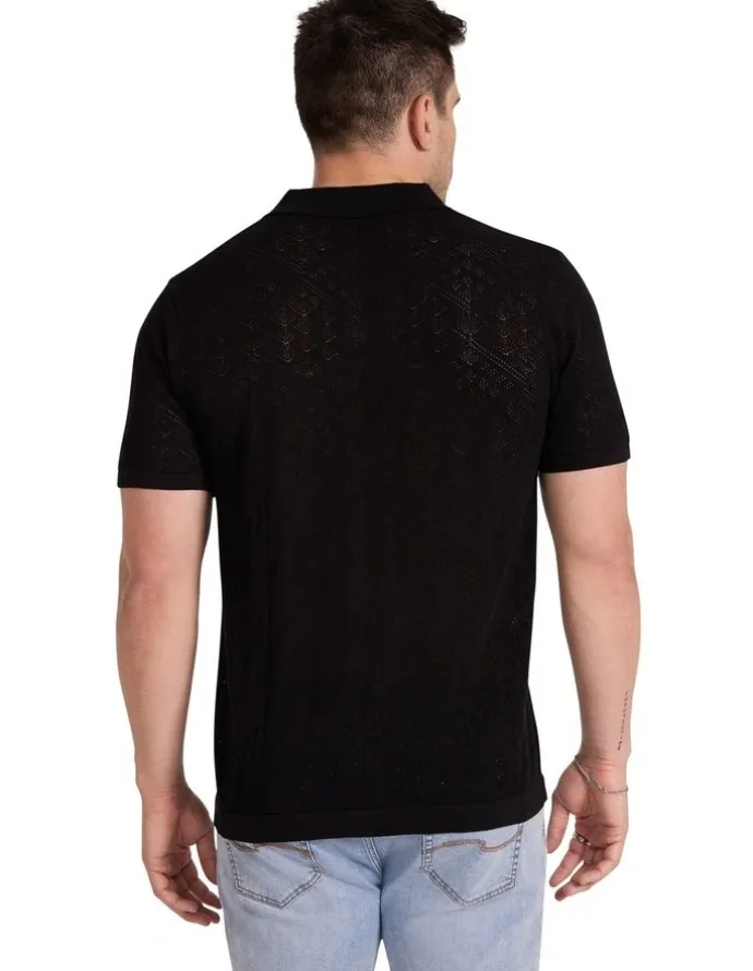 Johnny Bigg Rombus Knit Shirt in Black