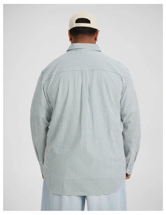 Johnny Bigg Seersucker Relax Fit Shirt in Green