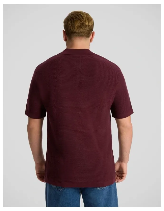 Johnny Bigg Seville Textured Polo in Burgundy