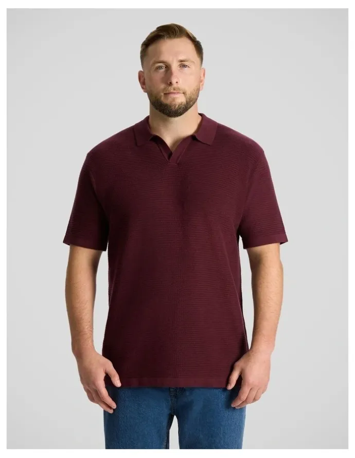 Johnny Bigg Seville Textured Polo in Burgundy