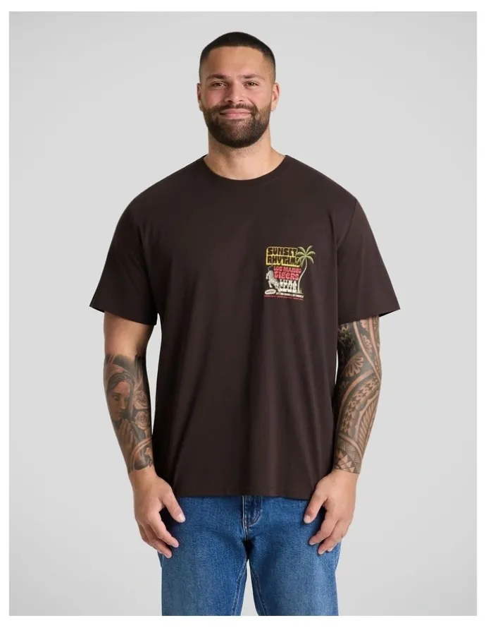 Johnny Bigg Sunset Crew Neck Tee in Chocolate