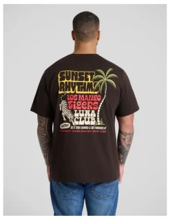 Johnny Bigg Sunset Crew Neck Tee in Chocolate