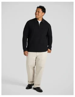 Johnny Bigg Sven 1/4 Zip Polo Sweater in Black