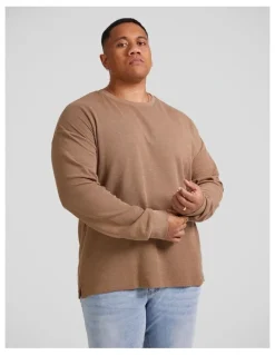 Johnny Bigg Waffle Long Sleeve Top in Taupe