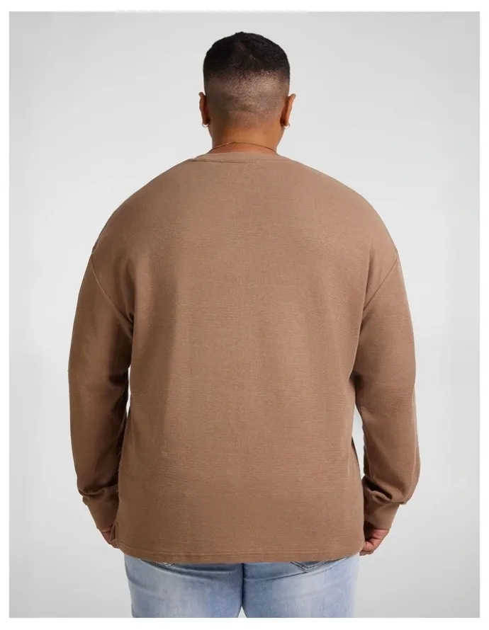 Johnny Bigg Waffle Long Sleeve Top in Taupe