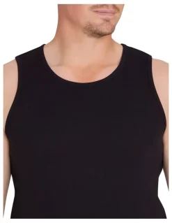 Johnny Bigg Essential Rib Singlet in Black