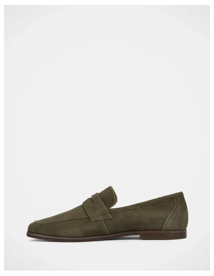 Julius Marlow Coupe Shoes in Olive Suede