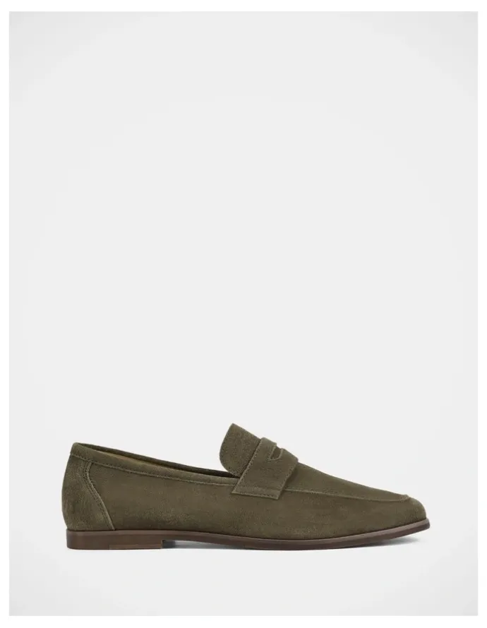 Julius Marlow Coupe Shoes in Olive Suede