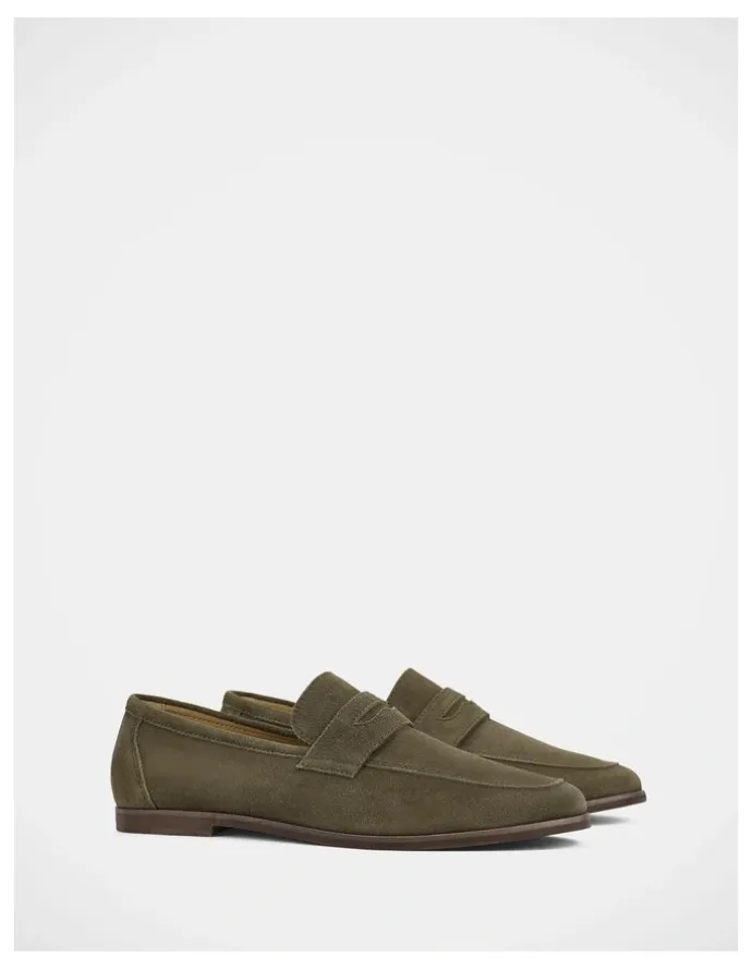 Julius Marlow Coupe Shoes in Olive Suede