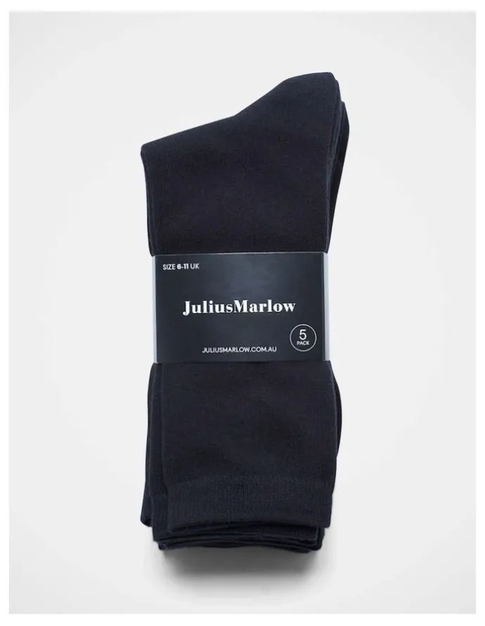 Julius Marlow Plain Sock 5 Pack in Black