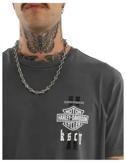 KSCY Harley Davidson Milwaukee Dual Curved Tee in Grey