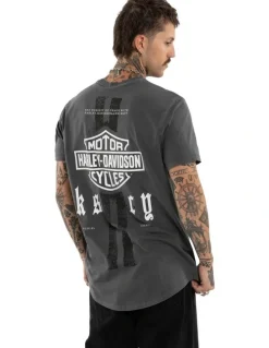 KSCY Harley Davidson Milwaukee Dual Curved Tee in Grey