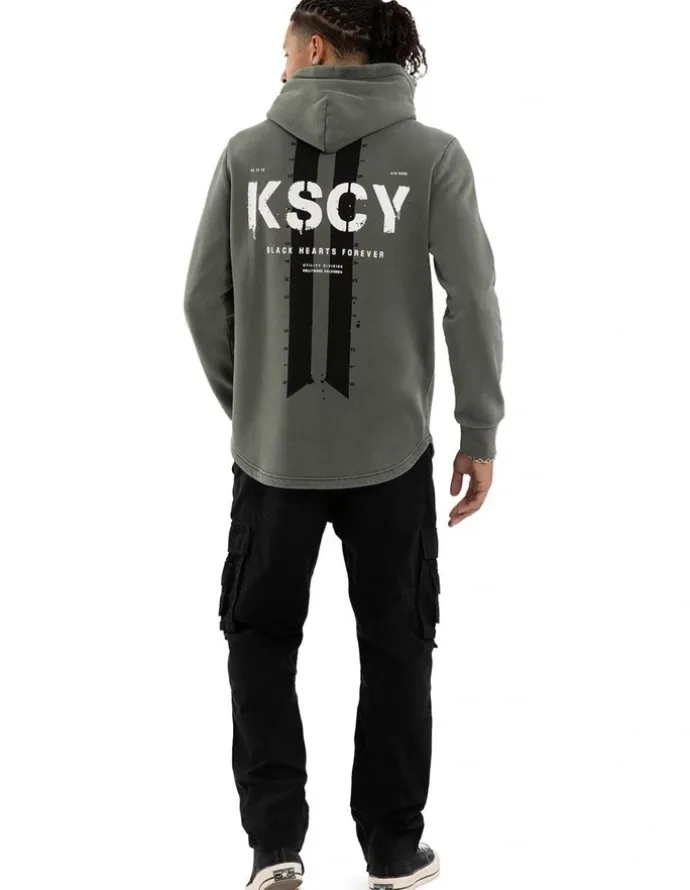 KSCY Inferno Dual Curved Hoodie in Pigment Basil
