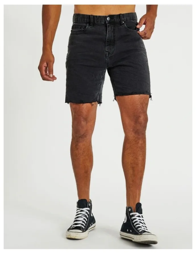 KSCY KS5 Slim Denim Shorts in Vintage Black