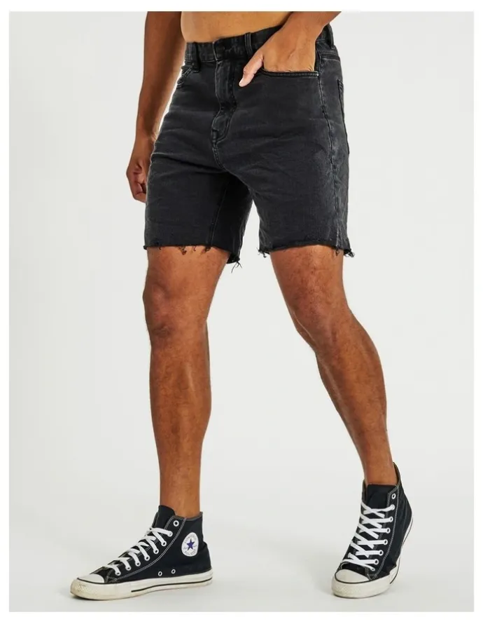 KSCY KS5 Slim Denim Shorts in Vintage Black