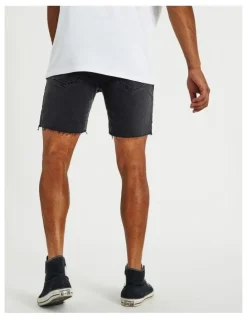 KSCY KS5 Slim Denim Shorts in Vintage Black