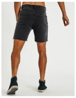 KSCY KS5 Slim Denim Shorts in Vintage Black