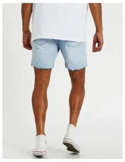 KSCY Slim Denim Shorts in Sun Bleached Blue