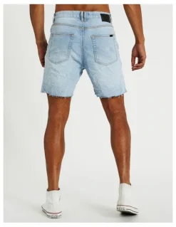 KSCY Slim Denim Shorts in Sun Bleached Blue