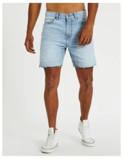 KSCY Slim Denim Shorts in Sun Bleached Blue