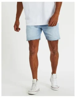 KSCY Slim Denim Shorts in Sun Bleached Blue