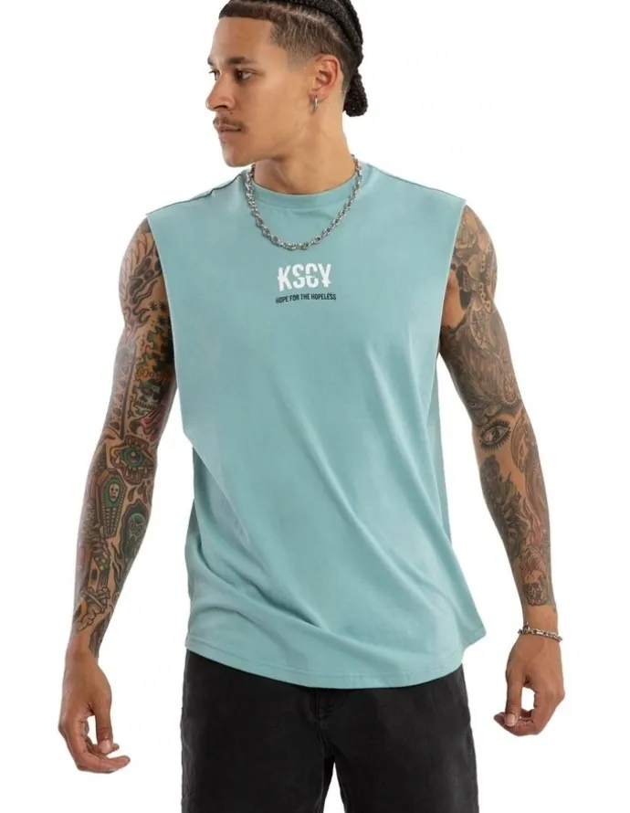 KSCY Story Dual Curved Muscle Tee in Green