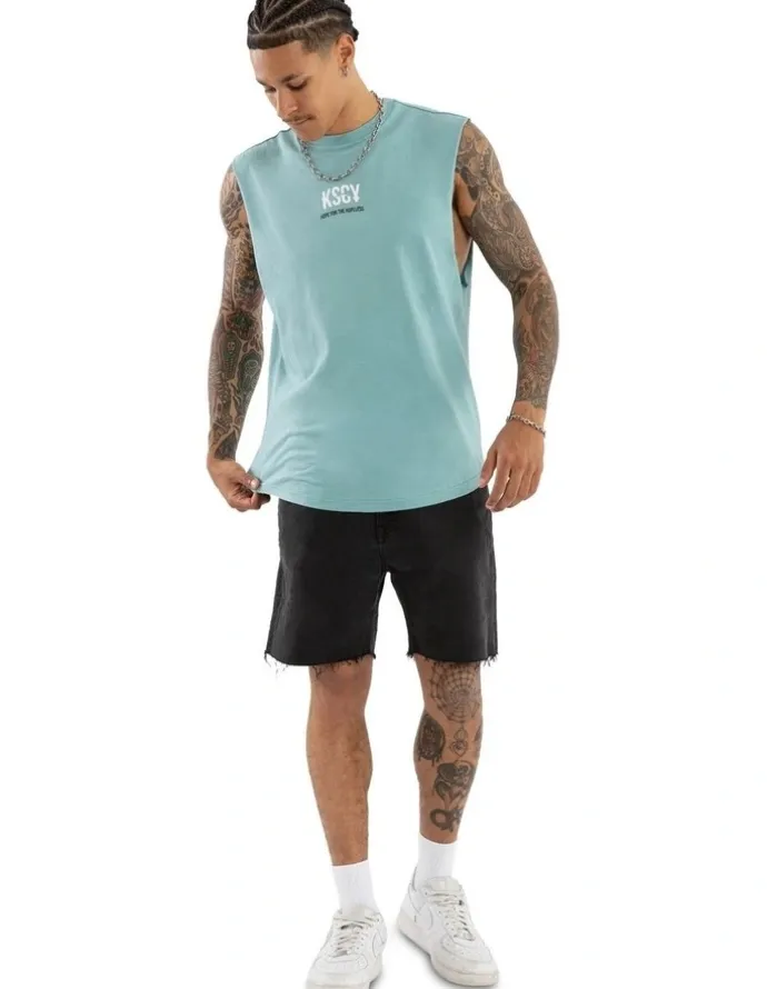 KSCY Story Dual Curved Muscle Tee in Green
