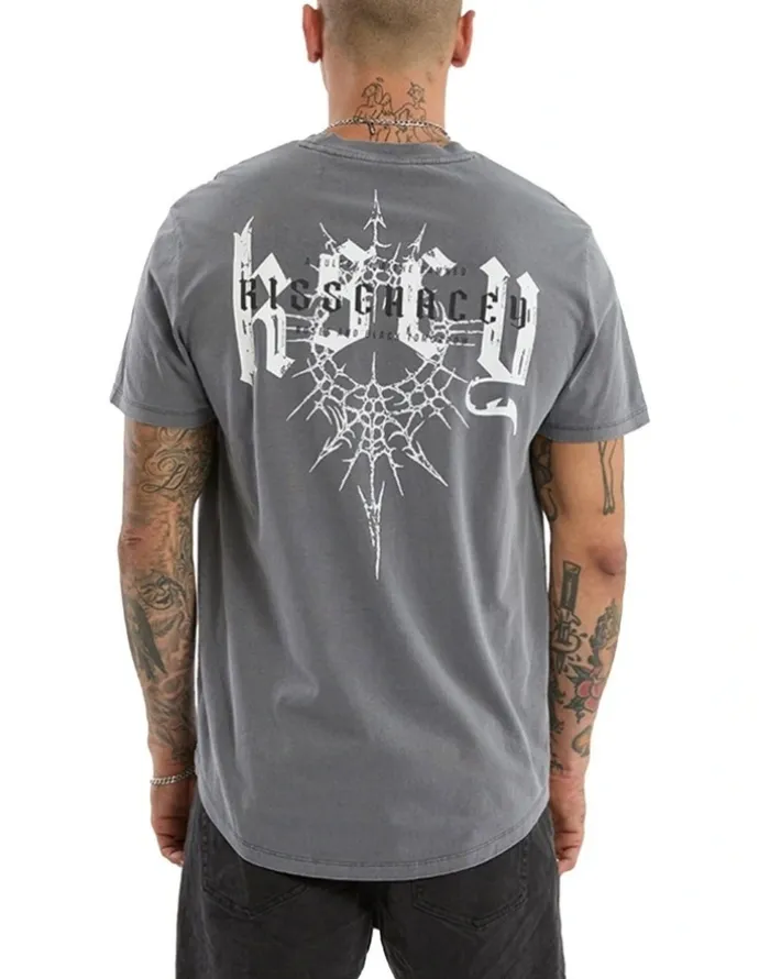 KSCY Winged Dual Curved Tee in Grey