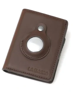La Enviro Air Tag Trackable Vegan Leather Wallet in Dark Brown