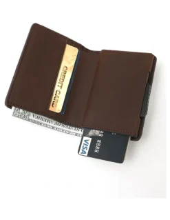 La Enviro Air Tag Trackable Vegan Leather Wallet in Dark Brown